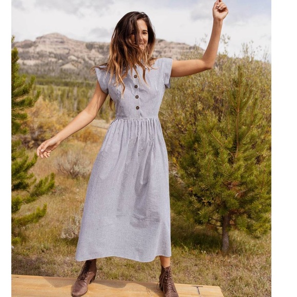 Piper Dress In Ecru Stripe 